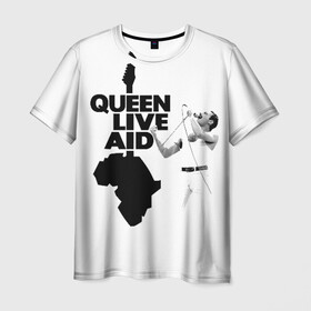 Мужская футболка 3D с принтом Queen LIVE AID , 100% полиэфир | прямой крой, круглый вырез горловины, длина до линии бедер | bohemian | brian | freddie | john | mercury | must go on | queen | rhapsody | roger | taylor | the miracle | the show | богемская | рапсодия | роджер тейлор | фредди меркьюри