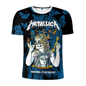 Мужская футболка 3D спортивная с принтом Metallica , 100% полиэстер с улучшенными характеристиками | приталенный силуэт, круглая горловина, широкие плечи, сужается к линии бедра | Тематика изображения на принте: american | bone | butterflies | death | fly | girl | head | james hetfield | kirk hammett | metal band | metallica | music | plate | rock | skull | statue of liberty | американская | бабочки | голова | девушка | держит | кость | кушает | летают | металлик