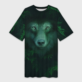 Платье-футболка 3D с принтом Сибирь. Лесной волк ,  |  | safesibiria | siberia | алтай | волк | дикий | елки | ель | лес | охота | сибирь | сибирь горит | сибирьгорит | спаситесибирь | тайга | шерегеш | экология