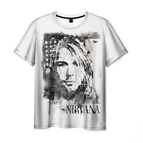 Мужская футболка 3D с принтом Kurt Cobain , 100% полиэфир | прямой крой, круглый вырез горловины, длина до линии бедер | bleach | blew | cobain | dave | geffen | hormoaning | in utero | incesticide | krist | kurt | nevermind | nirvana | novoselic | rock | vevo | геффен | курт кобейн | нирвана | рок