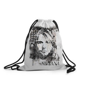 Рюкзак-мешок 3D с принтом Kurt Cobain , 100% полиэстер | плотность ткани — 200 г/м2, размер — 35 х 45 см; лямки — толстые шнурки, застежка на шнуровке, без карманов и подкладки | bleach | blew | cobain | dave | geffen | hormoaning | in utero | incesticide | krist | kurt | nevermind | nirvana | novoselic | rock | vevo | геффен | курт кобейн | нирвана | рок