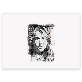 Поздравительная открытка с принтом Kurt Cobain , 100% бумага | плотность бумаги 280 г/м2, матовая, на обратной стороне линовка и место для марки
 | Тематика изображения на принте: bleach | blew | cobain | dave | geffen | hormoaning | in utero | incesticide | krist | kurt | nevermind | nirvana | novoselic | rock | vevo | геффен | курт кобейн | нирвана | рок