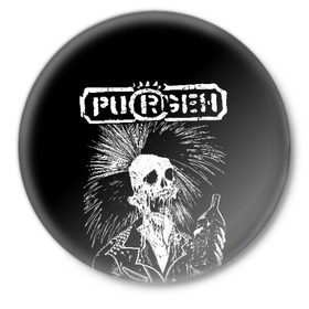 Значок с принтом Purgen ,  металл | круглая форма, металлическая застежка в виде булавки | punks | purgen | панки | пурген