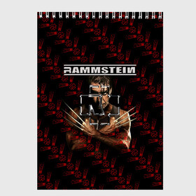 Скетчбук с принтом Rammstein (Росомаха) , 100% бумага
 | 48 листов, плотность листов — 100 г/м2, плотность картонной обложки — 250 г/м2. Листы скреплены сверху удобной пружинной спиралью | rammstein