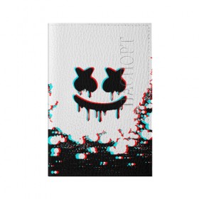 Обложка для паспорта матовая кожа с принтом MARSHMELLO GLITCH , натуральная матовая кожа | размер 19,3 х 13,7 см; прозрачные пластиковые крепления | america | dj | glitch | marshmello | usa | америка | глитч | маршмелло