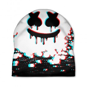 Шапка 3D с принтом MARSHMELLO GLITCH , 100% полиэстер | универсальный размер, печать по всей поверхности изделия | america | dj | glitch | marshmello | usa | америка | глитч | маршмелло