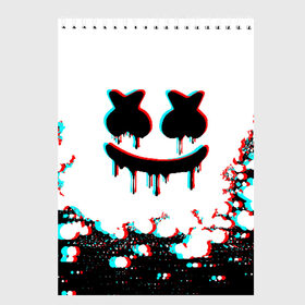 Скетчбук с принтом MARSHMELLO GLITCH , 100% бумага
 | 48 листов, плотность листов — 100 г/м2, плотность картонной обложки — 250 г/м2. Листы скреплены сверху удобной пружинной спиралью | america | dj | glitch | marshmello | usa | америка | глитч | маршмелло