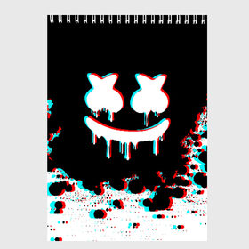 Скетчбук с принтом MARSHMELLO GLITCH , 100% бумага
 | 48 листов, плотность листов — 100 г/м2, плотность картонной обложки — 250 г/м2. Листы скреплены сверху удобной пружинной спиралью | america | dj | glitch | marshmello | usa | америка | глитч | маршмелло