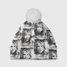 Шапка 3D c помпоном с принтом Kurt Cobain , 100% полиэстер | универсальный размер, печать по всей поверхности изделия | 