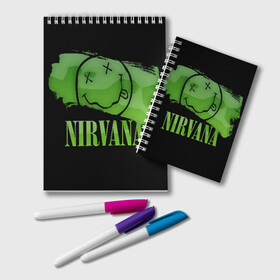 Блокнот с принтом Nirvana , 100% бумага | 48 листов, плотность листов — 60 г/м2, плотность картонной обложки — 250 г/м2. Листы скреплены удобной пружинной спиралью. Цвет линий — светло-серый
 | bleach | blew | cobain | dave | geffen | hormoaning | in utero | incesticide | krist | kurt | nevermind | nirvana | novoselic | rock | vevo | геффен | курт кобейн | нирвана | рок