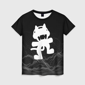 Женская футболка 3D с принтом MONSTERCAT , 100% полиэфир ( синтетическое хлопкоподобное полотно) | прямой крой, круглый вырез горловины, длина до линии бедер | cat | monster | monster cat | monstercat | кот | монстеркет