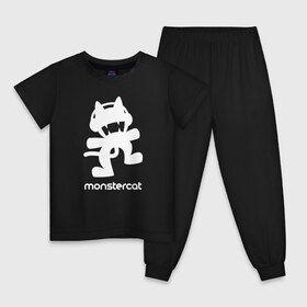 Детская пижама хлопок с принтом MONSTERCAT , 100% хлопок |  брюки и футболка прямого кроя, без карманов, на брюках мягкая резинка на поясе и по низу штанин
 | cat | monster | monster cat | monstercat | кот | монстеркет