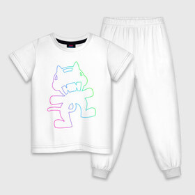 Детская пижама хлопок с принтом MONSTERCAT , 100% хлопок |  брюки и футболка прямого кроя, без карманов, на брюках мягкая резинка на поясе и по низу штанин
 | cat | monster | monster cat | monstercat | кот | монстеркет