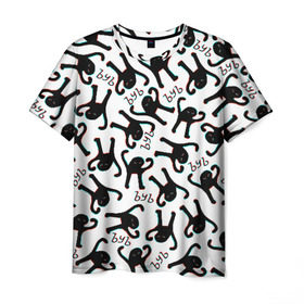 Мужская футболка 3D с принтом ЪУЪ СЪУКА ГЛИТЧ , 100% полиэфир | прямой крой, круглый вырез горловины, длина до линии бедер | cat | mem | memes | интернет приколы | кот | мем | мем кот | ъуъ | ъуъ съука