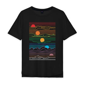 Мужская футболка хлопок Oversize с принтом Абстракция Закат , 100% хлопок | свободный крой, круглый ворот, “спинка” длиннее передней части | abstraction | moon | retro | summer | sun | абстракция | винтаж | геометрия | закат | летние | лето | луна | рассвет | ретро | солнце