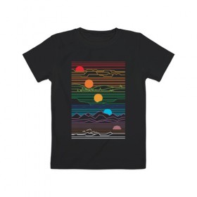 Детская футболка хлопок с принтом Абстракция Закат , 100% хлопок | круглый вырез горловины, полуприлегающий силуэт, длина до линии бедер | abstraction | moon | retro | summer | sun | абстракция | винтаж | геометрия | закат | летние | лето | луна | рассвет | ретро | солнце