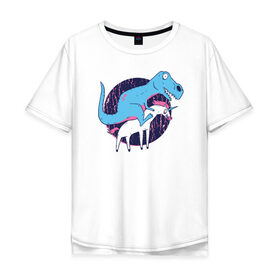 Мужская футболка хлопок Oversize с принтом Рекс и Единорог , 100% хлопок | свободный крой, круглый ворот, “спинка” длиннее передней части | rex | t rex | trex | unicorn | дино | динозавр | единорог | рекс | т рекс | ти рекс