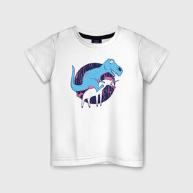 Детская футболка хлопок с принтом Рекс и Единорог , 100% хлопок | круглый вырез горловины, полуприлегающий силуэт, длина до линии бедер | rex | t rex | trex | unicorn | дино | динозавр | единорог | рекс | т рекс | ти рекс
