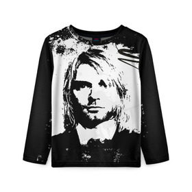 Детский лонгслив 3D с принтом Kurt Cobain , 100% полиэстер | длинные рукава, круглый вырез горловины, полуприлегающий силуэт
 | bleach | blew | cobain | dave | geffen | hormoaning | in utero | incesticide | krist | kurt | nevermind | nirvana | novoselic | rock | vevo | геффен | курт кобейн | нирвана | рок