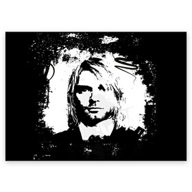 Поздравительная открытка с принтом Kurt Cobain , 100% бумага | плотность бумаги 280 г/м2, матовая, на обратной стороне линовка и место для марки
 | bleach | blew | cobain | dave | geffen | hormoaning | in utero | incesticide | krist | kurt | nevermind | nirvana | novoselic | rock | vevo | геффен | курт кобейн | нирвана | рок