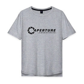 Мужская футболка хлопок Oversize с принтом Aperture laboratorie (+ спина) , 100% хлопок | свободный крой, круглый ворот, “спинка” длиннее передней части | aperture | chell | half life | головоломка | испытуемый | портал | телепорт | челл