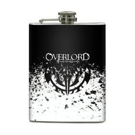 Фляга с принтом Overlord. , металлический корпус | емкость 0,22 л, размер 125 х 94 мм. Виниловая наклейка запечатывается полностью | overlord | аниме | гранж | лого | логотип | оверлорд | сериал | текстура