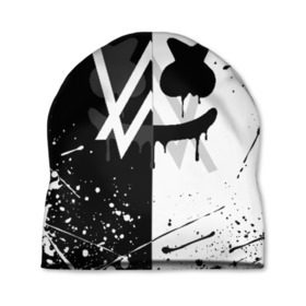 Шапка 3D с принтом ALAN WALKER x MARSHMELLO , 100% полиэстер | универсальный размер, печать по всей поверхности изделия | alan walker | aw | electro | electro music | marshmello | music | алан уокер | маршмелло | музыка | музыкант | электро | электронная музыка