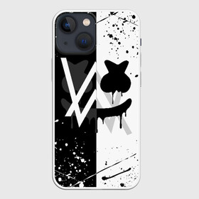 Чехол для iPhone 13 mini с принтом ALAN WALKER x MARSHMELLO ,  |  | Тематика изображения на принте: alan walker | aw | electro | electro music | marshmello | music | алан уокер | маршмелло | музыка | музыкант | электро | электронная музыка