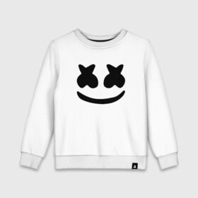 Детский свитшот хлопок с принтом ALAN WALKER x MARSHMELLO , 100% хлопок | круглый вырез горловины, эластичные манжеты, пояс и воротник | Тематика изображения на принте: alan walker | aw | electro | electro music | marshmello | music | алан уокер | маршмелло | музыка | музыкант | электро | электронная музыка