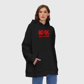 Худи SuperOversize хлопок с принтом AC/DC BACK IN BLACK , 70% хлопок, 30% полиэстер, мягкий начес внутри | карман-кенгуру, эластичная резинка на манжетах и по нижней кромке, двухслойный капюшон
 | ac dc | acdc | ас дс | асдс