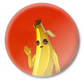 Значок с принтом Banana ,  металл | круглая форма, металлическая застежка в виде булавки | epic | fortnite | банан | фортнайт | эпик