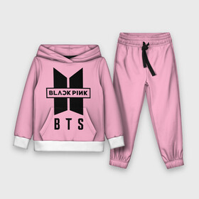 Детский костюм 3D (с толстовкой) с принтом BTS and BLACKPINK ,  |  | bangtan boys | black | blackpink | bt21 | bts | k pop | pink | rose | блек пинк | блекпинк | блэк пинк | блэкпинк | бтс