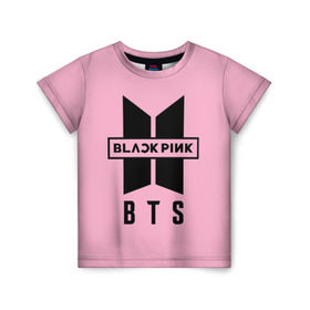 Детская футболка 3D с принтом BTS and BLACKPINK , 100% гипоаллергенный полиэфир | прямой крой, круглый вырез горловины, длина до линии бедер, чуть спущенное плечо, ткань немного тянется | bangtan boys | black | blackpink | bt21 | bts | k pop | pink | rose | блек пинк | блекпинк | блэк пинк | блэкпинк | бтс