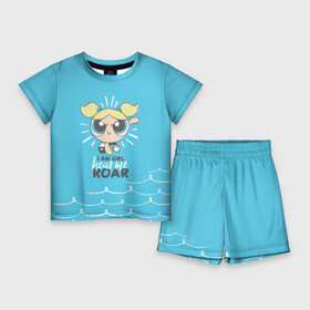 Детский костюм с шортами 3D с принтом Пузырек ,  |  | powerpuff girl | ppg | бабблс | баттеркап | блоссом | крошки | крутые девчонки | лютик | пестик | пузырек | супер крошки | супергерой | таунсвиль | цветик