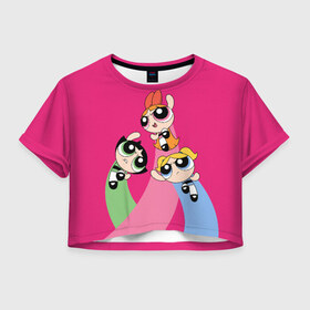 Женская футболка Cropp-top с принтом PPG , 100% полиэстер | круглая горловина, длина футболки до линии талии, рукава с отворотами | powerpuff girls | ppg | бабблс | баттеркап | блоссом | крошки | крутые девчонки | лютик | пестик | пузырек | супер крошки | супергерой | таунсвиль | цветик