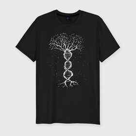 Мужская футболка премиум с принтом Днк Дерево , 92% хлопок, 8% лайкра | приталенный силуэт, круглый вырез ворота, длина до линии бедра, короткий рукав | biology | dna | geek | scince | tree | абстракция | биолог | биология | гик | дерево | днк | лаборатория | наука | ученые | ученый