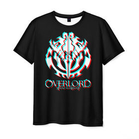 Мужская футболка 3D с принтом Overlord (Glitch). , 100% полиэфир | прямой крой, круглый вырез горловины, длина до линии бедер | glitch | overlord | аниме | глитч | лого | логотип | оверлорд | сериал