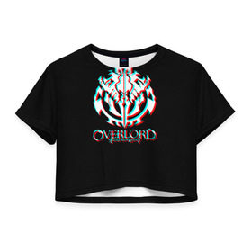 Женская футболка Cropp-top с принтом Overlord (Glitch). , 100% полиэстер | круглая горловина, длина футболки до линии талии, рукава с отворотами | glitch | overlord | аниме | глитч | лого | логотип | оверлорд | сериал