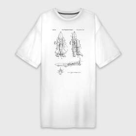 Платье-футболка хлопок с принтом Patent nasa ,  |  | nasa | patent | идея | история | корабль | космос | наса | патент | разработка | чертеж | чертежи