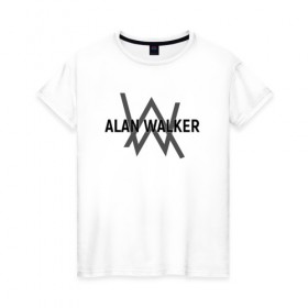 Женская футболка хлопок с принтом ALAN WALKER , 100% хлопок | прямой крой, круглый вырез горловины, длина до линии бедер, слегка спущенное плечо | alan walker | dj | dj walkzz | faded | music | алан уокер | диджей | дип хаус | клубная | клубняк | музыка | электро хаус