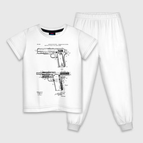 Детская пижама хлопок с принтом Пистолет , 100% хлопок |  брюки и футболка прямого кроя, без карманов, на брюках мягкая резинка на поясе и по низу штанин
 | patent | армия | идея | история | оружие | патент | пистолет | разработка | чертеж | чертежи