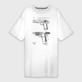 Платье-футболка хлопок с принтом Пистолет ,  |  | patent | армия | идея | история | оружие | патент | пистолет | разработка | чертеж | чертежи