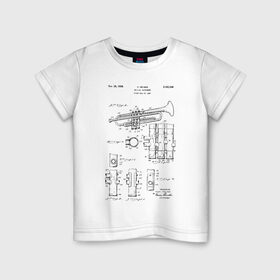 Детская футболка хлопок с принтом Musical instrument , 100% хлопок | круглый вырез горловины, полуприлегающий силуэт, длина до линии бедер | patent | звук | идея | история | музыка | патент | разработка | труба | трубач | чертеж | чертежи