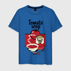 Мужская футболка хлопок с принтом Томатный суп , 100% хлопок | прямой крой, круглый вырез горловины, длина до линии бедер, слегка спущенное плечо. | flat | food | poster | retro | soup | spoon | steam | tomato | еда | ложка | пар | плакат | помидор | ретро | суп | тарелка