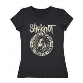 Женская футболка хлопок с принтом Slipknot , 100% хлопок | прямой крой, круглый вырез горловины, длина до линии бедер, слегка спущенное плечо | slipknot | we are not your kind | альтернативный метал | грув метал | метал | музыка | ню метал | слипнот