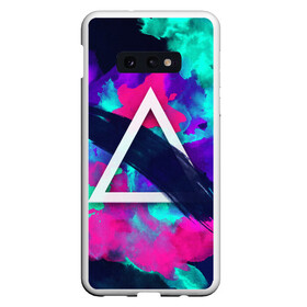 Чехол для Samsung S10E с принтом COLOR TRIANGLE , Силикон | Область печати: задняя сторона чехла, без боковых панелей | bright | colorful | cool | disco | music | music lover | retro | speaker | tape recorder | technique | vintage | винтаж | динамик | диско | магнитофон | меломан | музыка | неон | разноцветный | ретро | техника