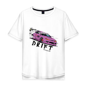 Мужская футболка хлопок Oversize с принтом Silvia Drift , 100% хлопок | свободный крой, круглый ворот, “спинка” длиннее передней части | Тематика изображения на принте: drift | jdm | nissan | s14 | silvia | дрифт