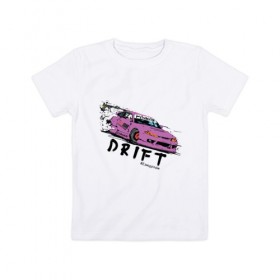 Детская футболка хлопок с принтом Silvia Drift , 100% хлопок | круглый вырез горловины, полуприлегающий силуэт, длина до линии бедер | Тематика изображения на принте: drift | jdm | nissan | s14 | silvia | дрифт