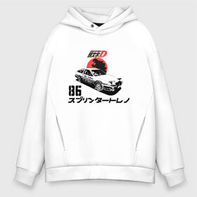 Мужское худи Oversize хлопок с принтом Initial D Хачироку , френч-терри — 70% хлопок, 30% полиэстер. Мягкий теплый начес внутри —100% хлопок | боковые карманы, эластичные манжеты и нижняя кромка, капюшон на магнитной кнопке | drift | hachiroku | initial d | touge | тогэ | хачироку