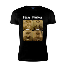 Мужская футболка премиум с принтом Peaky Blinders , 92% хлопок, 8% лайкра | приталенный силуэт, круглый вырез ворота, длина до линии бедра, короткий рукав | peaky blinders | острые козырьки | сериал